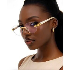 Light Weight Gold Frameless Street Wear Women Clear Eye Glasses Marble Arms 2026